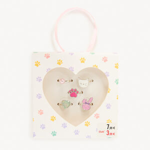 Lote de 5 anillos fantasía animales para niña 