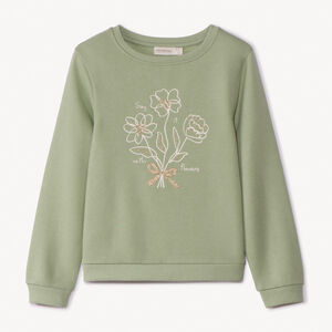 Sudadera de felpa lisa con estampado brillante para niña  Main Sudadera de felpa lisa con estampado brillante para niña