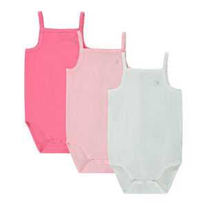 Pack de 3 bodies unis con tirantes para bebé niña 