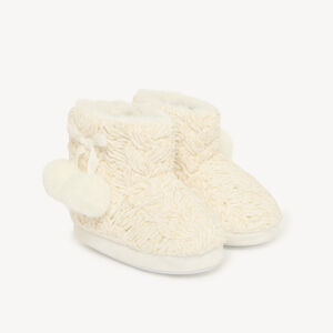 Chaussons fille en tricot à pompons 