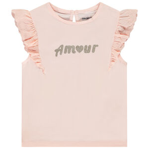 Camiseta de manga corta bordada con print pailleté para bebé niña 