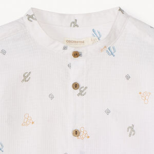 Camisa de manga corta con cuello mao con estampado de cactus niño 