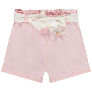 Short de tela armada con cinturón para atar para niña bebé 