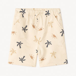 Bermudas de tela con estampado de palmeras y soles para bebé niño. 