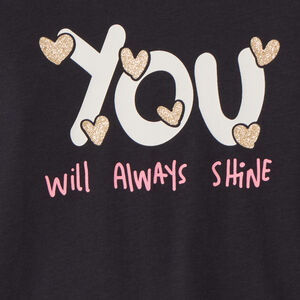 Camiseta de manga larga fantasía con purpurina para niña 