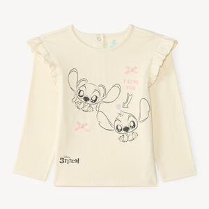 Camiseta de manga larga para bebé niña con estampado de Stitch y Angel. 