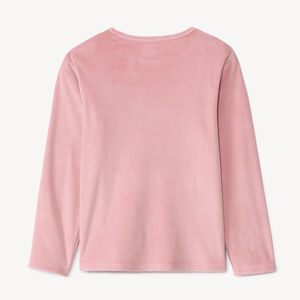 Conjunto de pijama 2 piezas rosa liso en micropolar para niña 