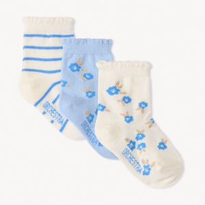 Lot de 3 paires de chaussettes fleuries pour bébé fille  Main Lot de 3 paires de chaussettes fleuries pour bébé fille