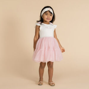 Vestido bicolor efecto 2 en 1 con alas de mariposa para bebé niña 