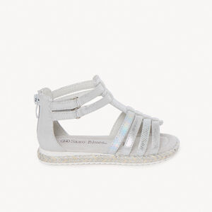Sandalias plateadas texturizadas con cremallera y doble velcro niña 