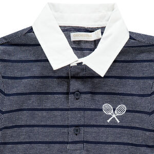 Polo manga corta rayas y cuello liso 