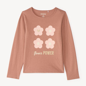Camiseta de manga larga con estampado brillante para niña. 