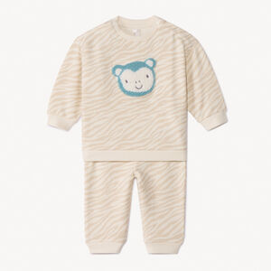 Conjunto de chándal de felpa con estampado de cebra para bebé niño 