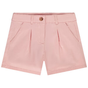 Short en twill liso efecto pinza para niña 