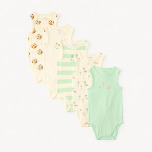 Pack de 5 bodies sin mangas de jersey con estampado de savana para bebé niño. 
