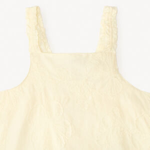 Camiseta sin mangas de gasa bordada con flores para niña 