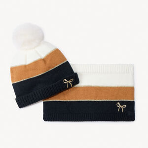 Set bonnet + snood en tricot colorblock pour fille  