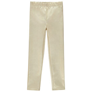 Leggings dorados slim en simil cuero para niña  Main Leggings dorados slim en simil cuero para niña