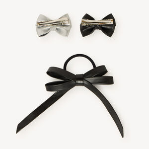 Lot de 2 barrettes nœud et 1 élastique pour fille 