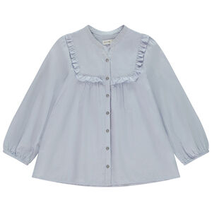 Camisa de manga larga de tela con volantes para niña 