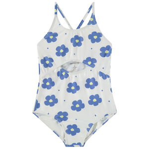 Bañador de una pieza con aberturas y estampado de flores para niña 
