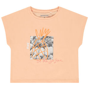 Camiseta de manga corta corte cuadrado con fotoprint para niña  Main Camiseta de manga corta corte cuadrado con fotoprint para niña