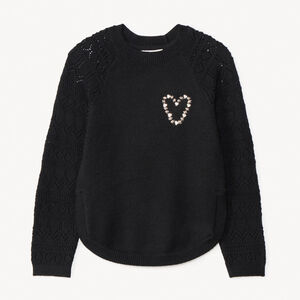 Pull manches longues en tricot jeu de point sur les manches pour fille  