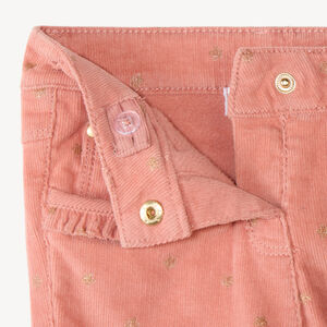 Pantalón slim de terciopelo para niña con estampado de fantasía 