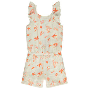 Combishort en tetra estampado fantasía vacaciones para niña  Main Combishort en tetra estampado fantasía vacaciones para niña