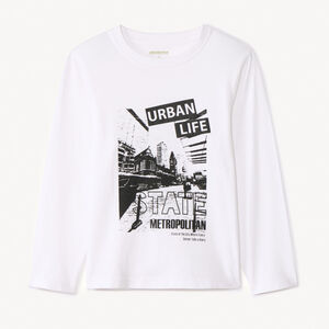 Camiseta de manga larga con estampado fotográfico de ciudad para niño  Main Camiseta de manga larga con estampado fotográfico de ciudad para niño