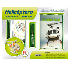 Set construcción maqueta Helicóptero con libro +8 años 