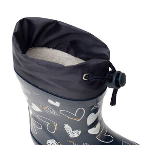 Bottes de pluie à col imprimé cœurs pour bébé fille  Main Bottes de pluie à col imprimé cœurs pour bébé fille