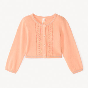 Cárdigan de manga larga de punto calado para niña bebé 