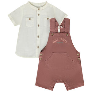 Ensemble 2 pièces salopette + chemise col mao pour bébé garçon 