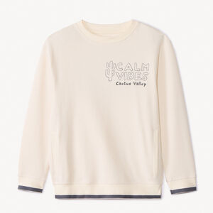 Sudadera de interlock con bolsillos y estampado de cactus para niño 