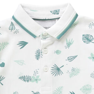 Polo de manga corta con estampado de hojas para niño 