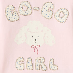 Camiseta de manga larga para bebé niña con estampado de caniche. 