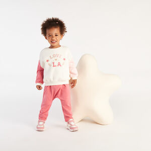Sweat molleton effet colorblock fantaisie pour bébé fille  Main Sweat molleton effet colorblock fantaisie pour bébé fille