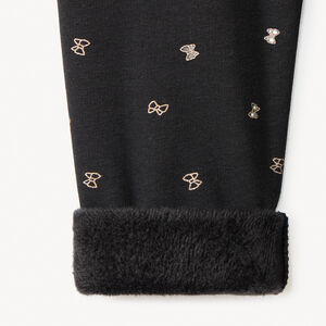 Pantalón jogging de molleton con estampado de lazos con purpurina para bebé niña 