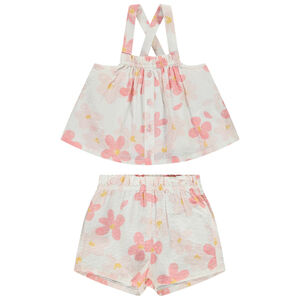Conjunto en seersucker estampado flores para bebé niña 