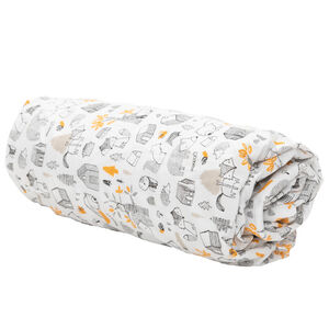 Sábana bajera Nos pequeños amigos en popelín estampado de animales 60 x 120 cm 