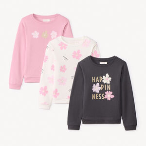 Lot de 3 sweats fantaisie molletonnés pour fille  Main Lot de 3 sweats fantaisie molletonnés pour fille