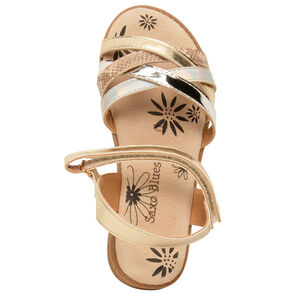 Sandalias doradas con tiras brillantes y texturizadas para niña 