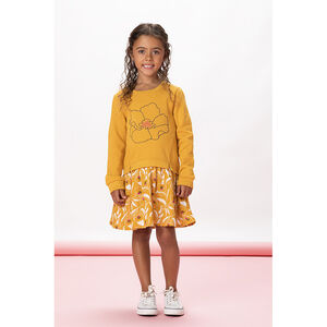 Robe manches longues bi-matière effet 2 en 1 en molleton et lyocell doublée en coton Main Robe manches longues bi-matière effet 2 en 1 en molleton et lyocell doublée en coton