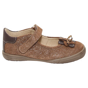 Merceditas de cuero con brillo y parche de estrella 