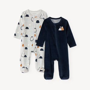 Conjunto de 2 pijamas con cremallera para bebé niño de terciopelo 