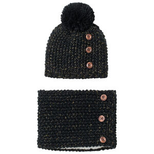 Conjunto de gorro y bufanda de punto forrados de sherpa para niña. 