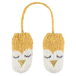 Manoplas de punto suave con dibujo de pájaro y detalles bordados 