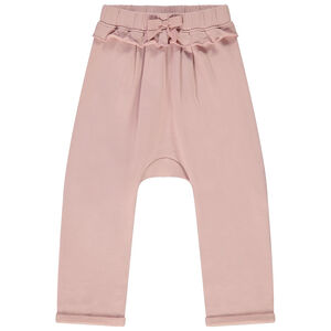 Pantalón jogging de felpa liso con volante para bebé niña 