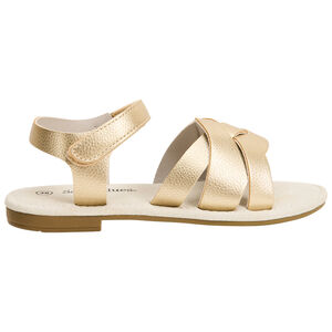 Sandalias doradas con amplias tiras cruzadas para niña 